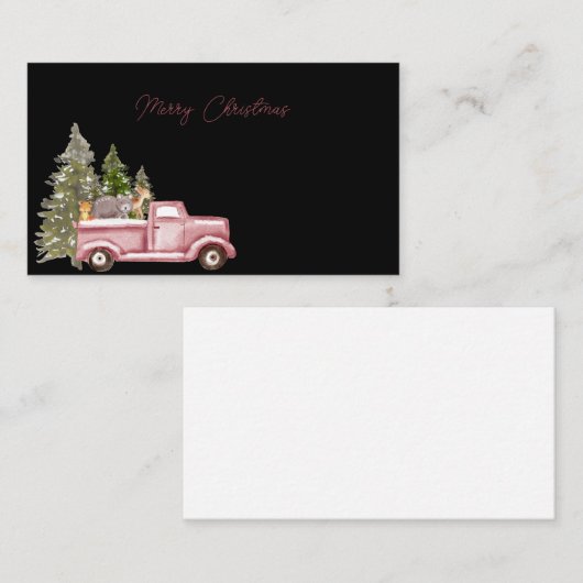 メリークリスマスピンクファームトラッククリスマスツリー 名刺 (正面/裏面)