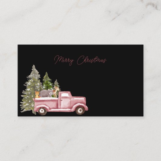 メリークリスマスピンクファームトラッククリスマスツリー 名刺 (正面)