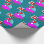 メリークリスマスピンクフラミンゴかわいいトレンディーグラフィック ラッピングペーパー (角)