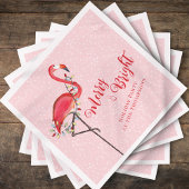 メリークリスマスピンクフラミンゴカスタム スタンダードカクテルナプキン