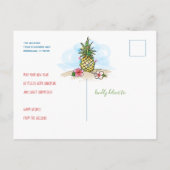 メリークリスマスピンクフラミンゴハワイインパイナップル 案内ポストカード (裏面)