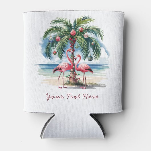 メリークリスマスピンクフラミンゴパーソナライズされた缶 缶クーラー (正面)