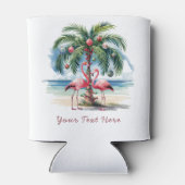 メリークリスマスピンクフラミンゴパーソナライズされた缶 缶クーラー (裏面)