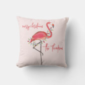 メリークリスマスピンクフラミンゴパーソナライズされた クッション (正面)