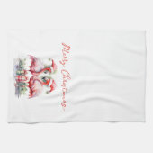 メリークリスマスピンクフラミンゴ キッチンタオル (横)