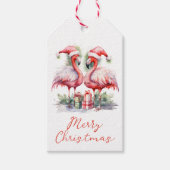 メリークリスマスピンクフラミンゴ ギフトタグ (正面)