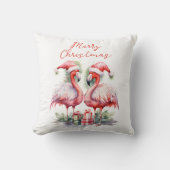 メリークリスマスピンクフラミンゴ クッション (正面)
