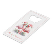 メリークリスマスピンクフラミンゴ クレジットカード栓抜き (正面アングル)