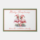 メリークリスマスピンクフラミンゴ ドアマット (正面)