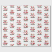 メリークリスマスピンクフラミンゴ ラッピングペーパー (フラット)