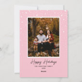 メリークリスマスピンクフローラテープ雪ホリデーカード シーズンカード (裏面)