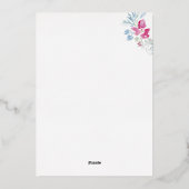 メリークリスマスピンクブルーウォーターカラーフラワーリース 箔シーズンカード (裏面)