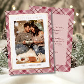 メリークリスマスピンクプレイドタータンチェック写真 箔シーズンカード