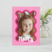 メリークリスマスピンクホタロプウェーブホリデイデザイン シーズンカード (スタンド正面)