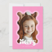 メリークリスマスピンクホタロプウェーブホリデイデザイン シーズンカード (正面)