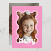 メリークリスマスピンクホタロプウェーブホリデイデザイン シーズンカード (正面/裏面)