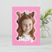 メリークリスマスピンクホタロプウェーブホリデイデザイン シーズンカード (スタンド正面)