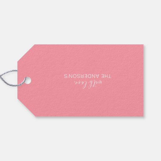 メリークリスマスピンクホワイトミニマリスト ギフトタグ (裏面横)