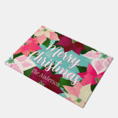 メリークリスマスピンクポインセティアス ドアマット (アングル)