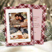 メリークリスマスピンクレッドプレイドタータンチェック写真 箔シーズンカード