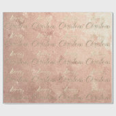 メリークリスマスピンクローズ金ゴールドグリッターピーチフェイク ラッピングペーパー (フラット)