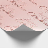 メリークリスマスピンクローズ金ゴールドグリッター赤面スクリップ ラッピングペーパー (角)