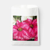 メリークリスマスピンク斑点状ポインセティアスフローラ フェイバーバッグ (正面)