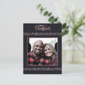 メリークリスマスピンク金ゴールドスノーフレークグレー シーズンポストカード (スタンド正面)