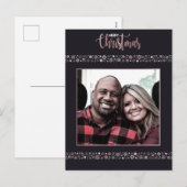 メリークリスマスピンク金ゴールドスノーフレークグレー シーズンポストカード (正面/裏面)