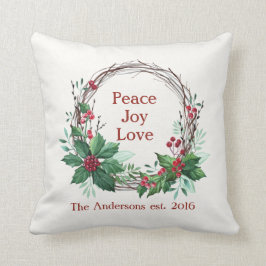 メリークリスマスピースジョイラブホリーリース クッション