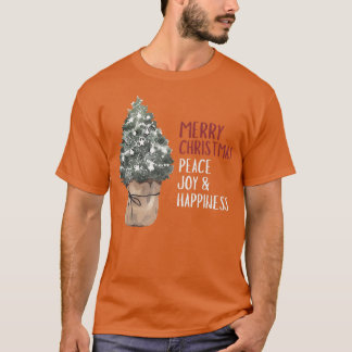 メリークリスマスピース喜び水の色クリスマスツリー Tシャツ