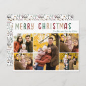 メリークリスマスファイブフォトコラージュカラフル シーズンカード (正面/裏面)