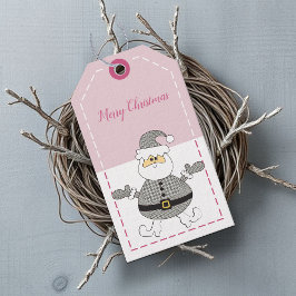 メリークリスマスファッション千鳥格子のパターンサンタ ギフトタグ