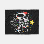 メリークリスマスファミリーおもしろいクリスマス男性クリスマスを見る フリースブランケット (正面(横))