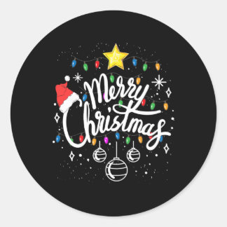 メリークリスマスファミリーおもしろいクリスマス男性クリスマスを見る ラウンドシール