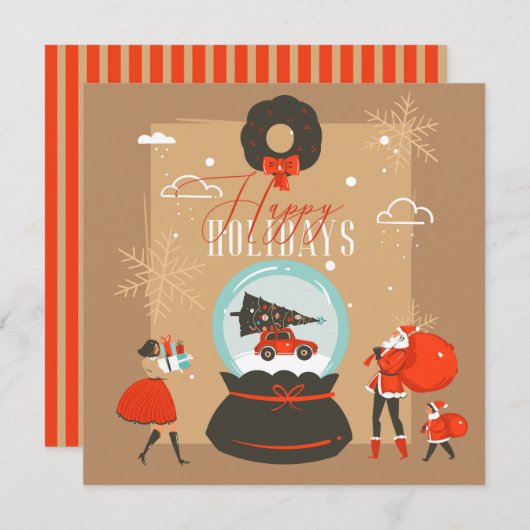 メリークリスマスファミリーおもしろいフラットカード (正面/裏面)