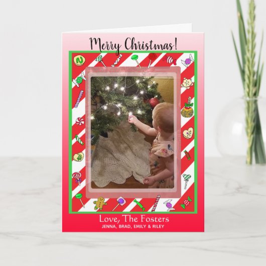 メリークリスマスファミリーお洒落写真 カード (正面)