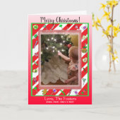 メリークリスマスファミリーお洒落写真 カード (黄色い花)