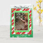 メリークリスマスファミリーお洒落写真 カード (黄色い花)