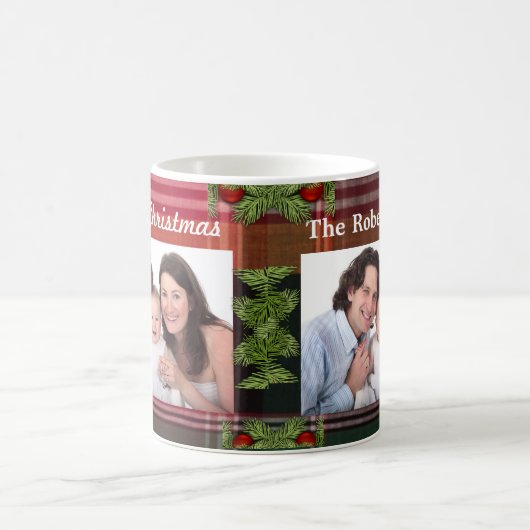 メリークリスマスファミリーのフォトホリデーズパーソナライズ コーヒーマグカップ (中央)