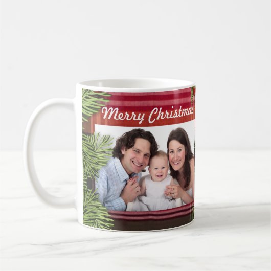メリークリスマスファミリーのフォトホリデーズパーソナライズ コーヒーマグカップ (左)