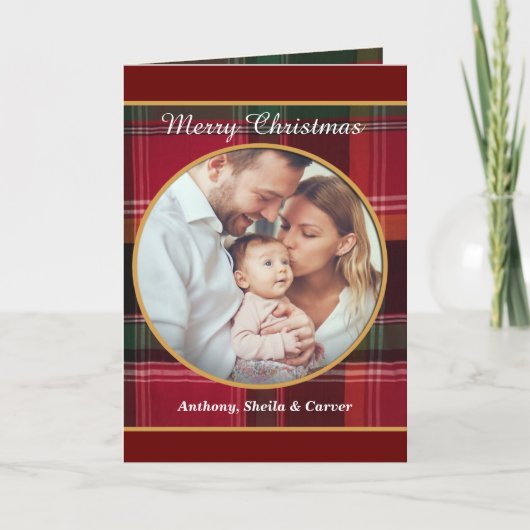 メリークリスマスファミリーの写真がハッピー シーズンカード (正面)