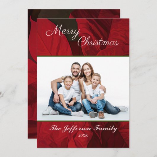 メリークリスマスファミリーの写真がパーソナライズさエレガントれる シーズンカード (正面/裏面)