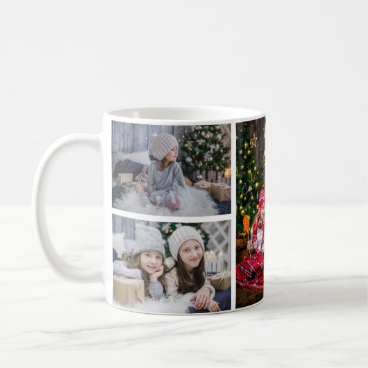 メリークリスマスファミリーの写真コラージュ祖父母 コーヒーマグカップ (左)