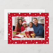 メリークリスマスファミリーの写真スターズレッド ポストカード (正面/裏面)