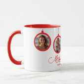 メリークリスマスファミリーの写真パーソナライズされた名 マグカップ (左)