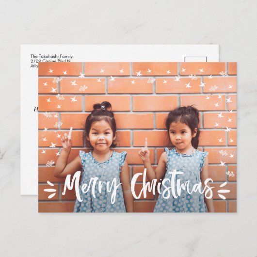 メリークリスマスファミリーの写真 |星のハート シーズンポストカード (正面/裏面)