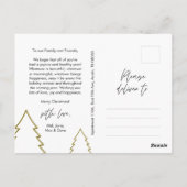 メリークリスマスファミリーの写真、金ゴールドクリスマスツリーフレーム ポストカード (裏面)