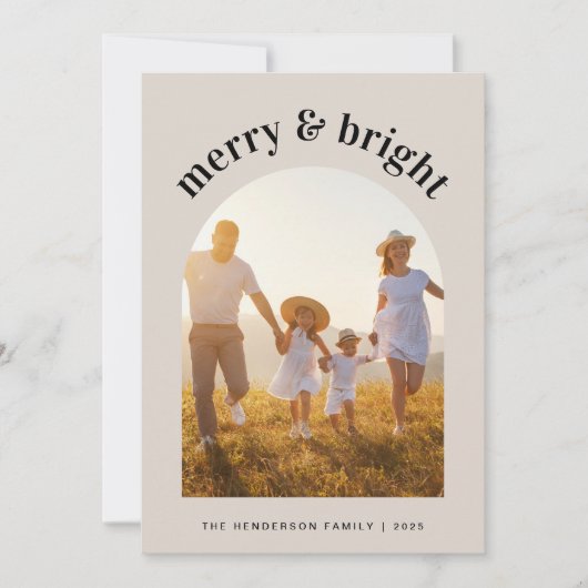 メリークリスマスファミリーアーチ型写真枠 シーズンカード (正面)