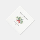 メリークリスマスファミリーウォーターカラー緑 スタンダードカクテルナプキン (角)